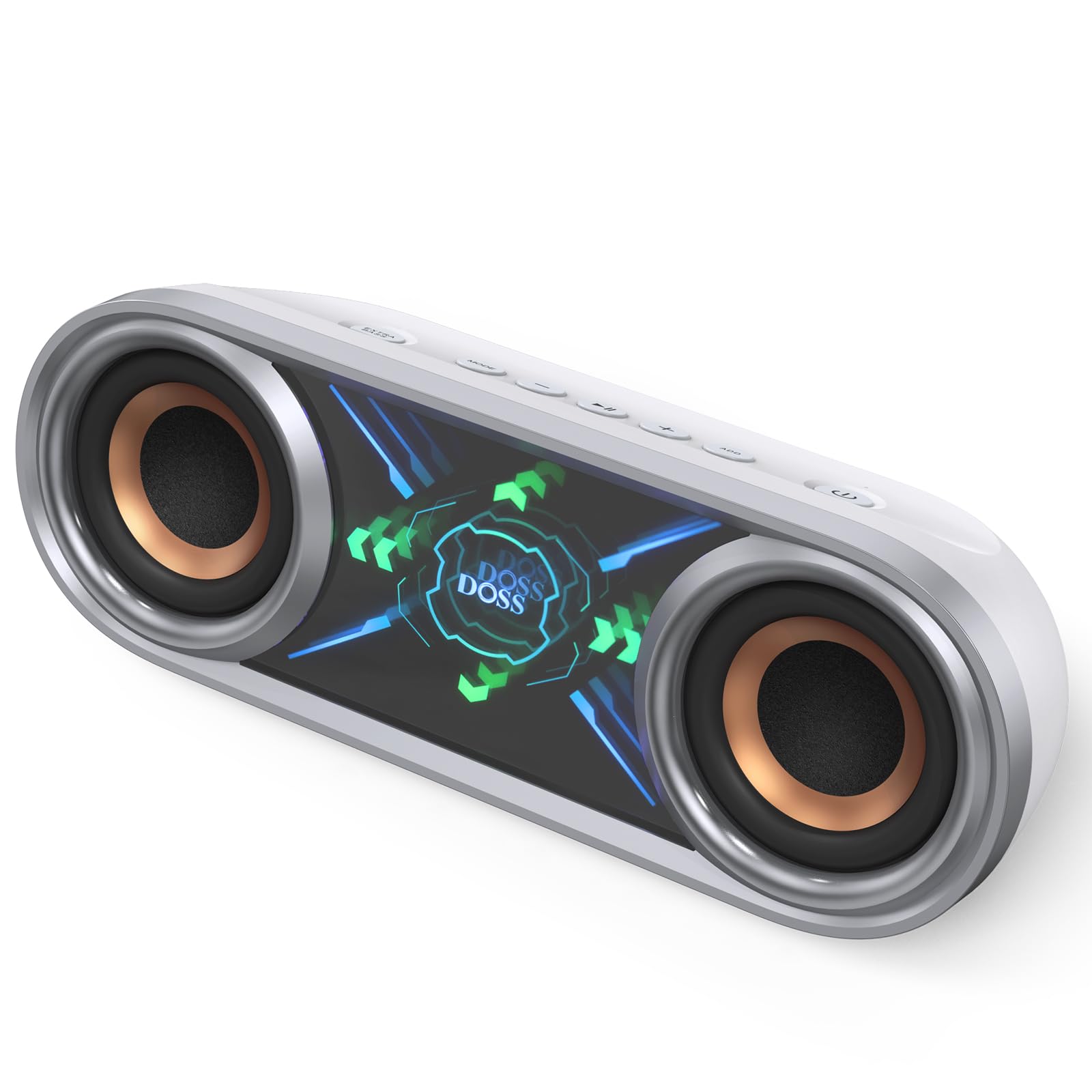 DOSS SoundBox Pro+ P400 Bluetoothスピーカー 50W 重低音 ワイヤレス ポータブル 小型 ブルートゥース スピーカー【26時間再生/ワイヤレスステレオ対応/クールファントムミラーライト搭載/IPX5 防水/マイク内蔵/Au｜生活応援ショップ　店