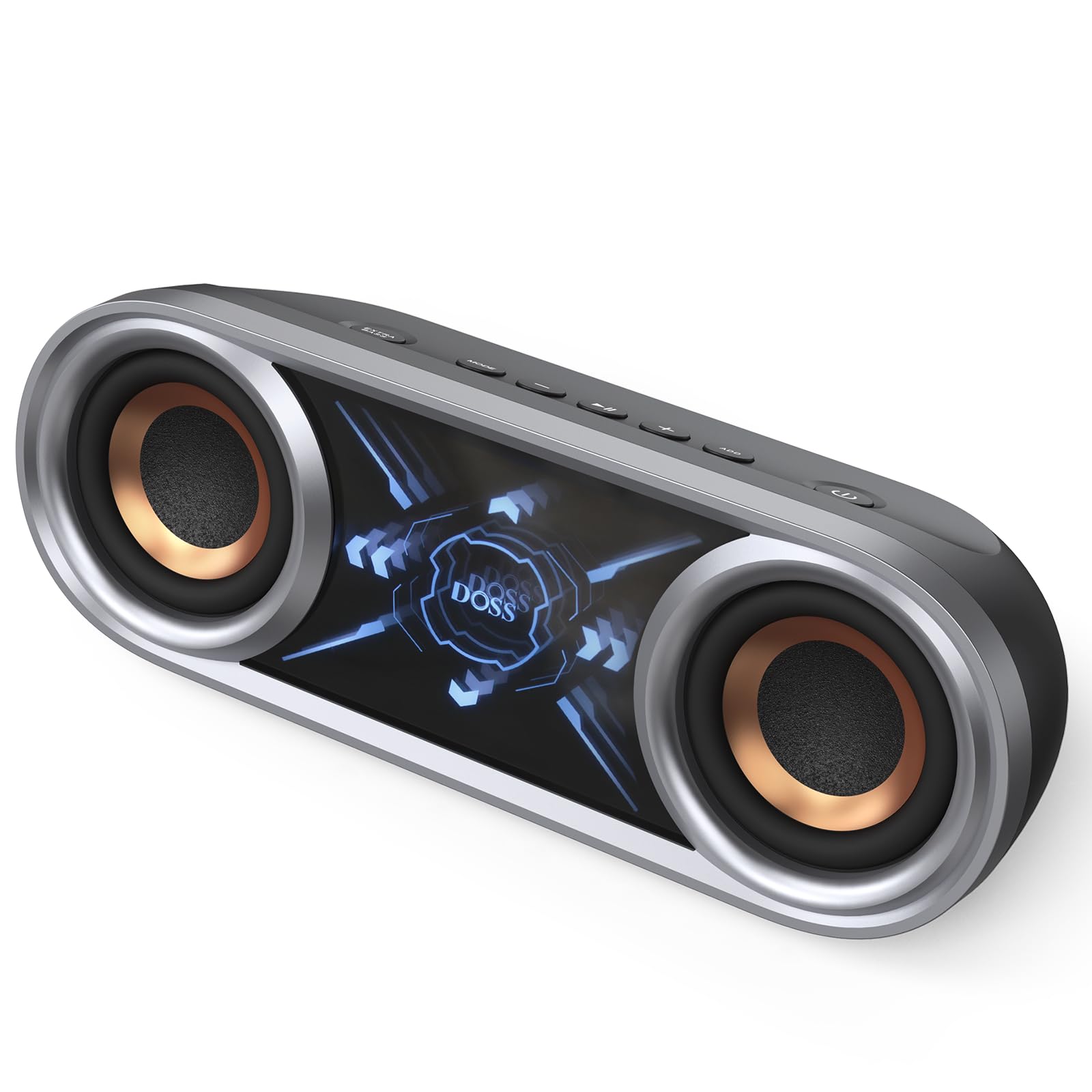 DOSS SoundBox Pro+ P400 Bluetoothスピーカー 50W 重低音 ワイヤレス ポータブル 小型 ブルートゥース スピーカー【26時間再生/ワイヤレスステレオ対応/クールファントムミラーライト搭載/IPX5 防水/マイク内蔵/Au|生活応援ショップ 店