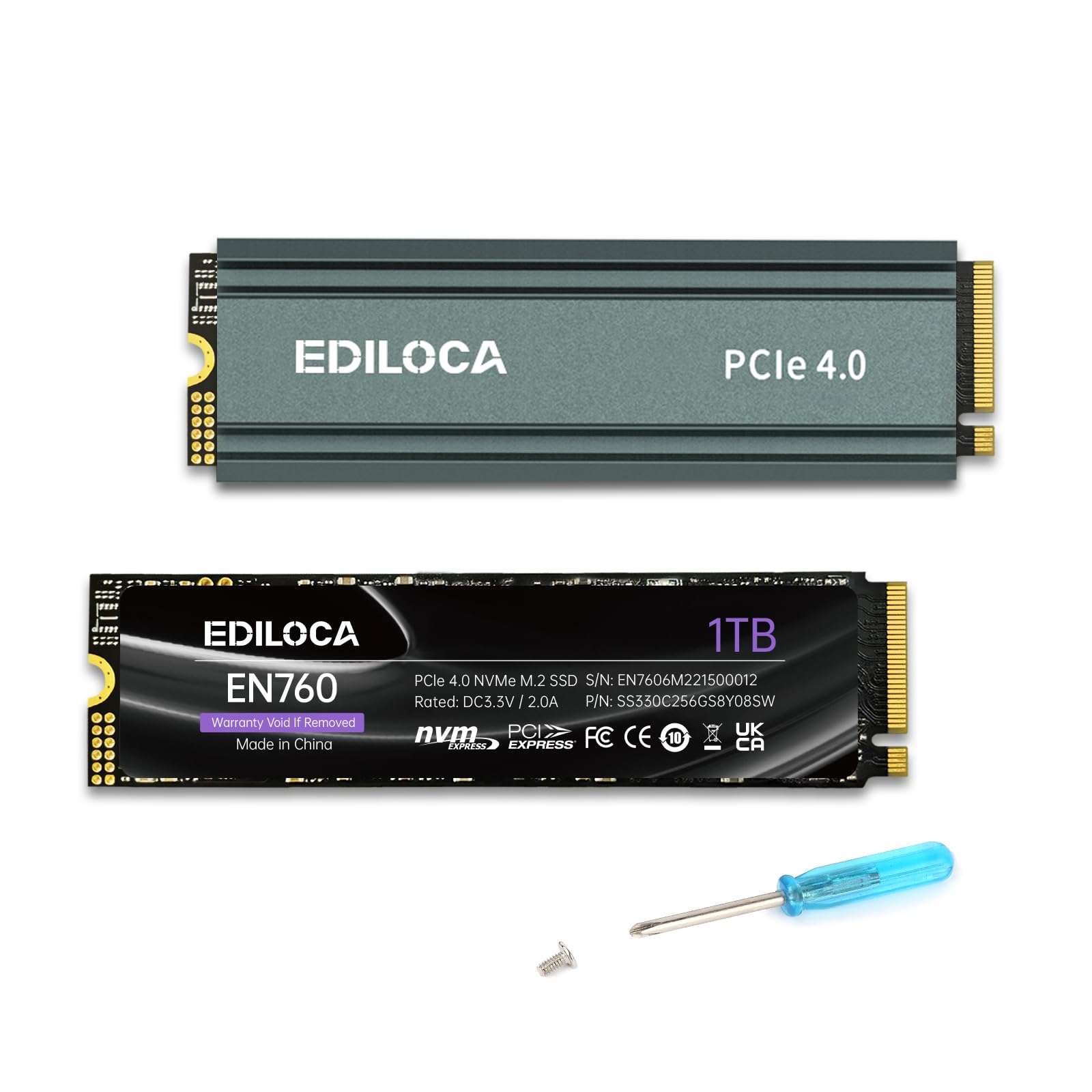 Ediloca EN760 SSD ヒートシンク付き 1TB PCIe Gen4x4 NVMe M.2 2280 PS5動作確認済み 最大読込: 5000MB/s 最大書き：4500MB/s 3D NAND TLC 内蔵SSD ダイナミック SLC キャッ