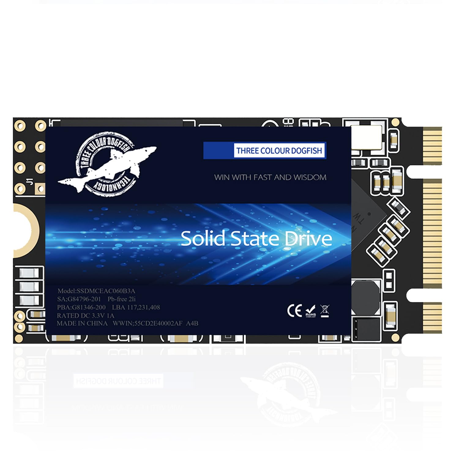 Dogfish SSD M.2 2242 2TB NGFF SATA iii b+m Key 6Gb/s 3D NAND TLC 内蔵 SSD 高速 低発熱 低消費電力, PC/ノートパソコン/ウルトラブック適用 5年保証 (type2242 m.2 ss