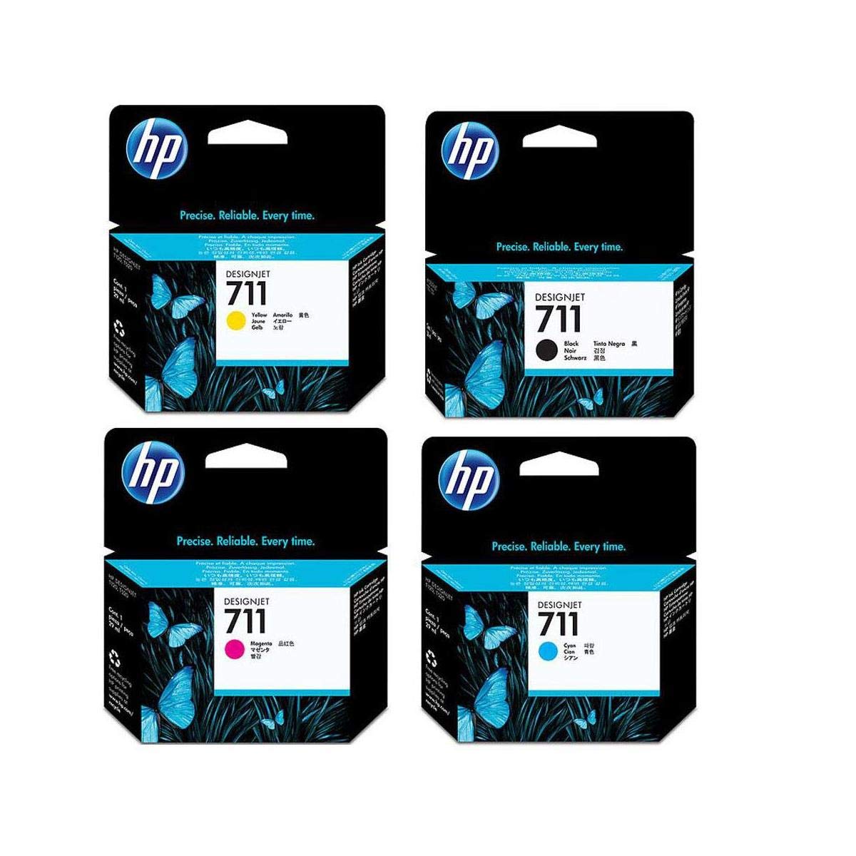 HP 711インクカートリッジセットには、HP 711 38-ML ブラックインクカートリッジ、P 711 29-ML シアンインクカートリッジ、P 711 29-ML マゼンタインクカートリッジ、P711 29-ML イエローインクカートリッジが含まれま