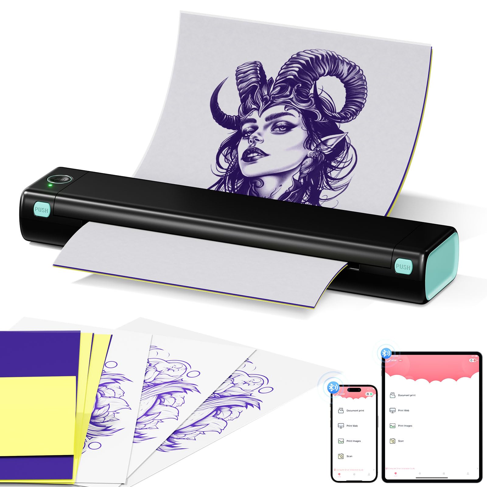 Itari M08F tattoo printer タトゥー用紙10枚付属 モバイルプリンター サーマルプリンタータトゥーマシン タトゥーマシーン 刺青コピー機 転写機 タトゥーマシーンセット タトゥーマシンセット タトゥーマシーンBluetooth接続対