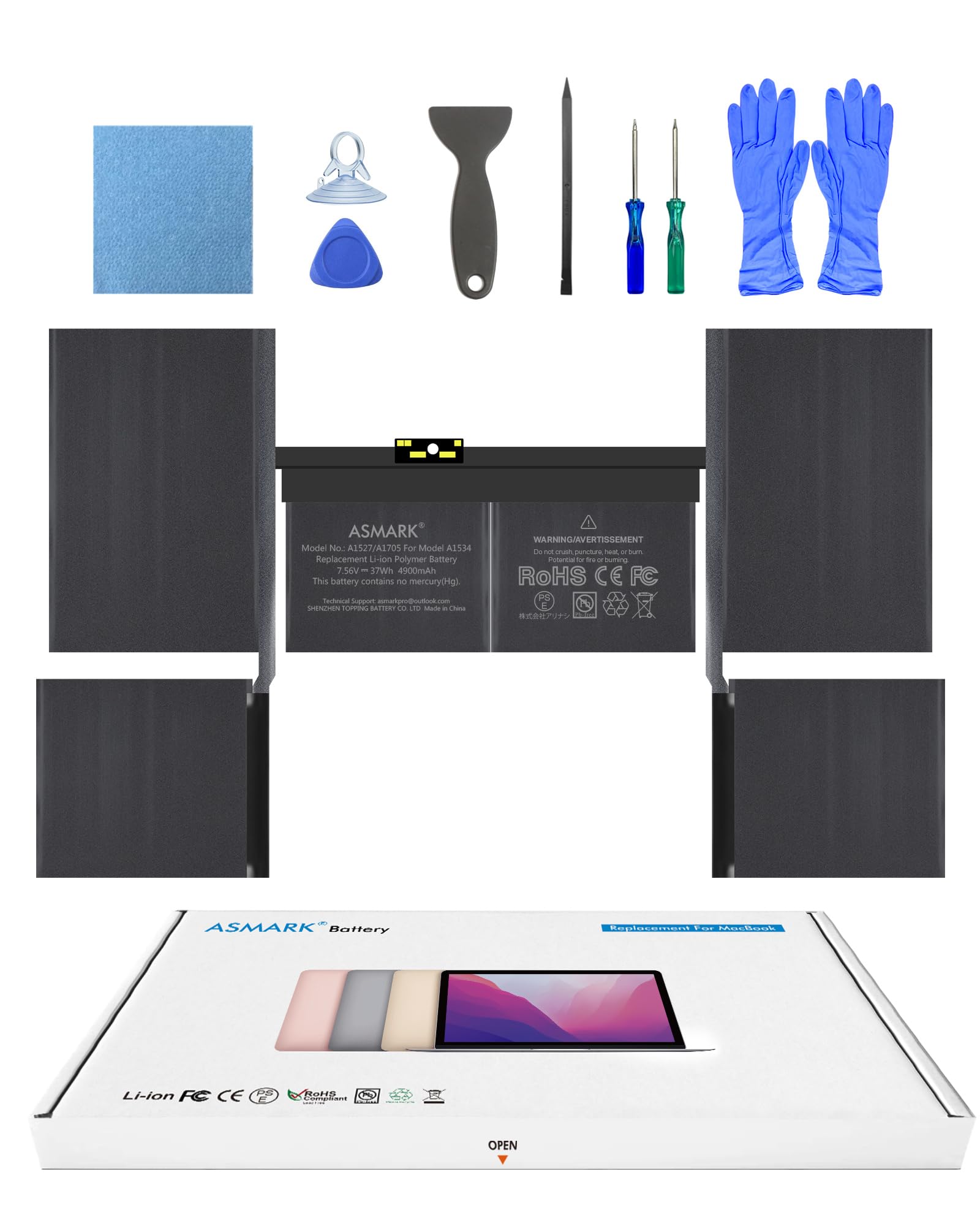 ASMARK Macbook A1534 バッテリー 交換 適用 12インチ 2015,2016,2017 A1527/A1705 バッテリー 12-inch|生活応援ショップ 店