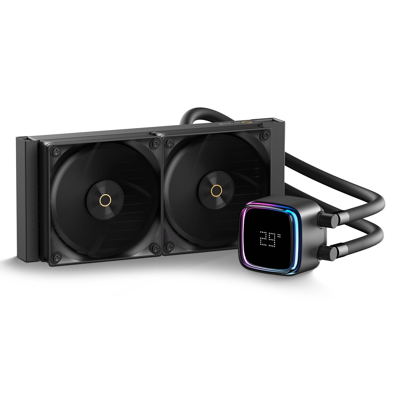 Ocypus Iota L24 CPUクーラー 水冷、デジタルディスプレイ、240MM AIO 簡易水冷CPUクーラー、効率的な冷却ポンプ、ARGB照明コントロール、120MM PWMファン、最大2000 RPM、AMD & Intel LGA対応 (ブラ 10,349円