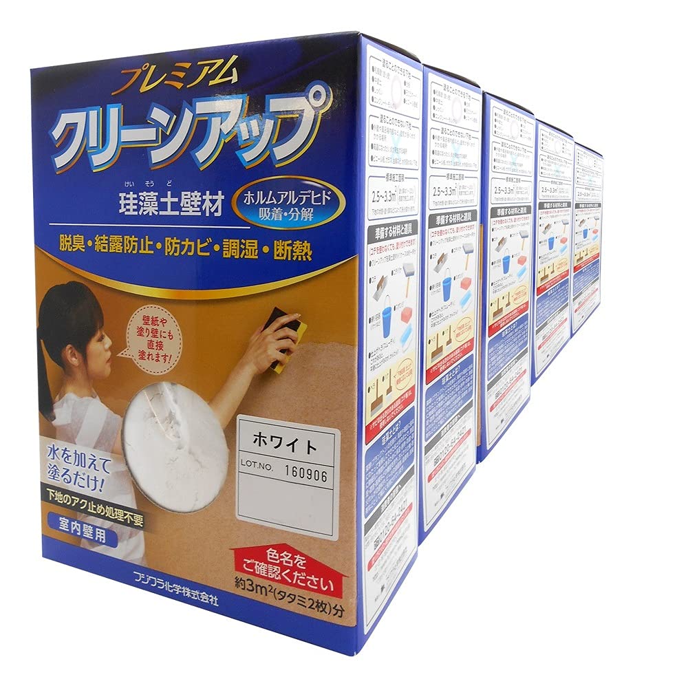 フジワラ化学 水系仕上塗材 プレミアムクリーンアップ珪藻土壁材 5坪分 ホワイト 15kg
