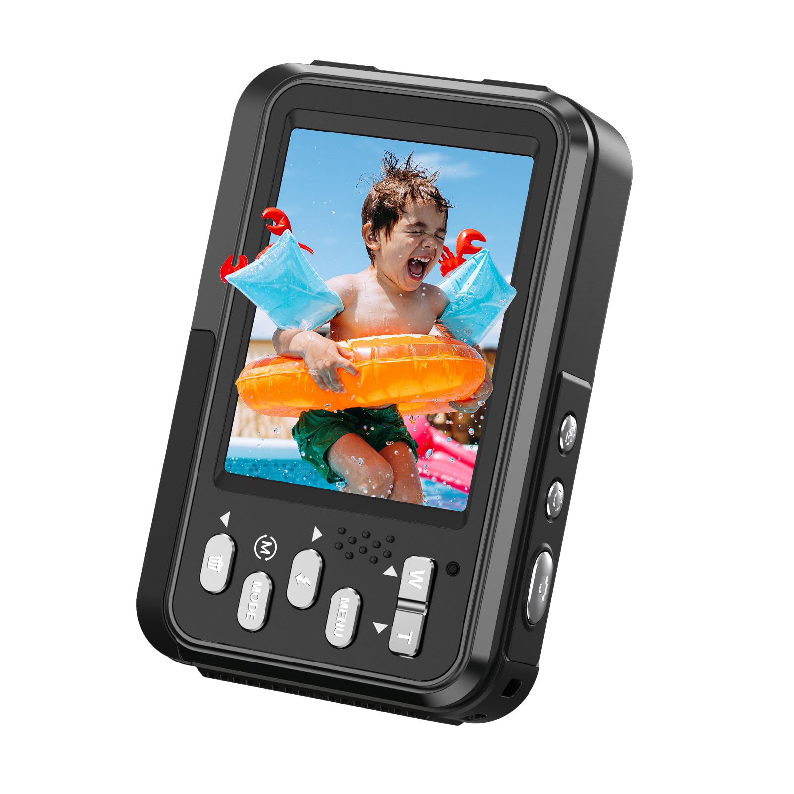 Lecran 4K 防水 デジカメ IP68 4800万画素 デジタルカメラ オートフォーカス 3cmマクロ写真 完全防水カメラ 水中デジカメ 水中用 3mまで 黒+64gカード付属