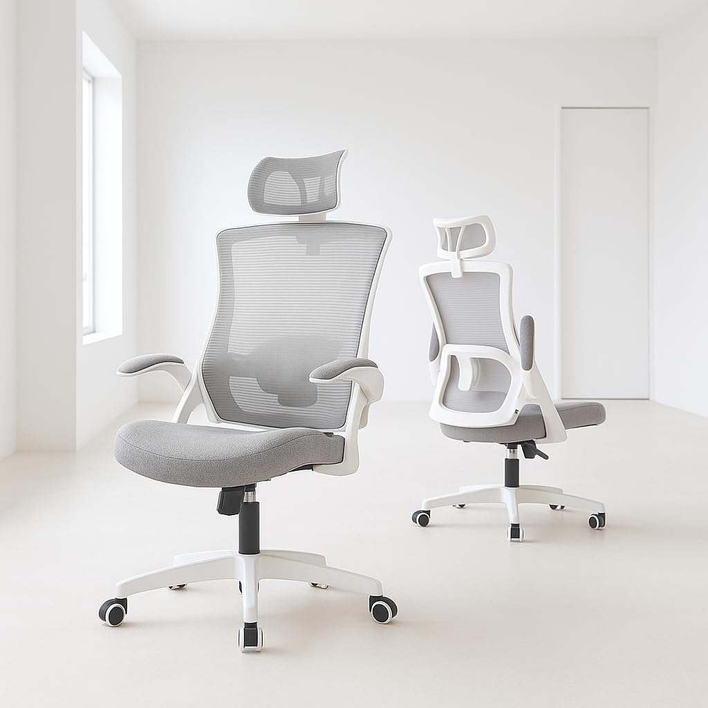 【3Dで支える2重メッシュ】 NEOCHAIR オフィスチェア デスクチェア メッシュ 【ヘッドレスト付きで首肩リラックス×休憩に最適ロッキング機能×安心のメーカー保証】DBS-Hグレー