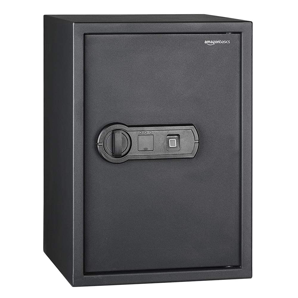 ベーシック 金庫 家庭用 業務用 電子式 指紋認証式 51L (幅35×奥行33×高さ50 cm) スチール ブラック|生活応援ショップ 店