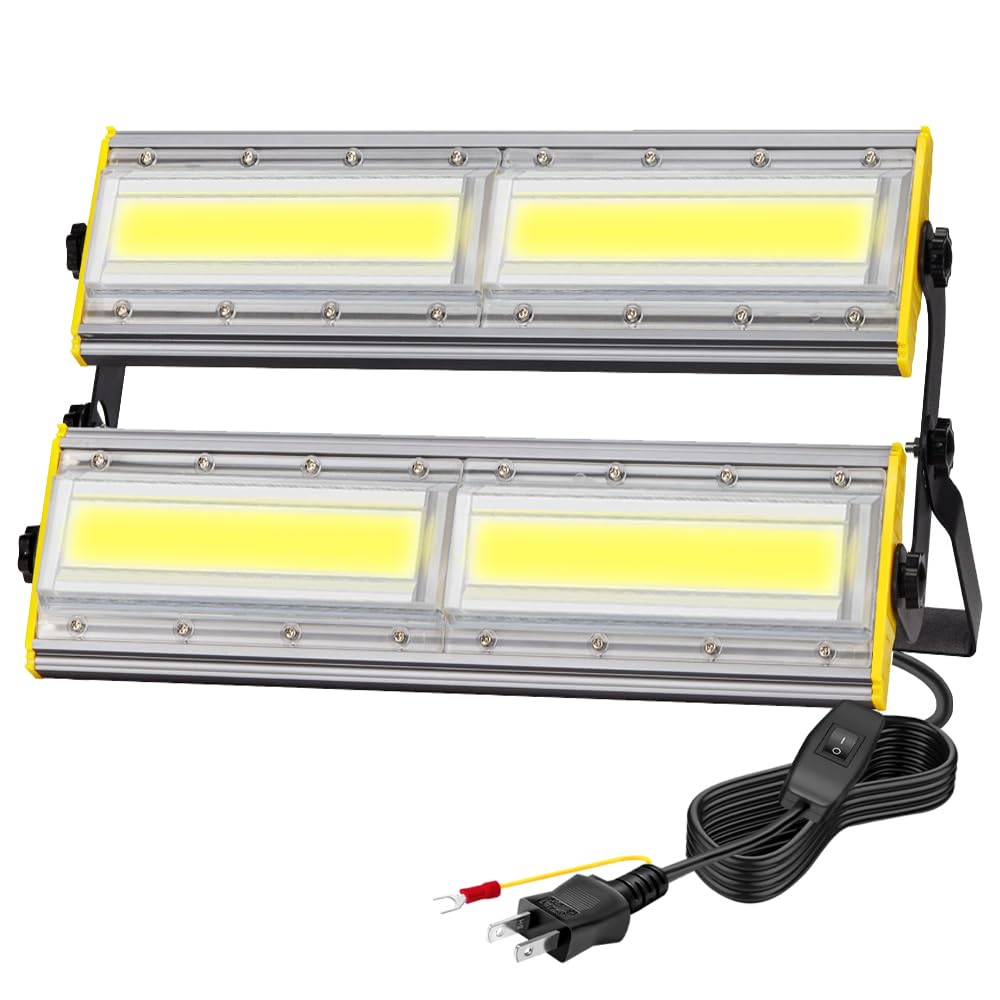shineshare LED投光器 屋外 200W 作業灯 3450W相当 32500LM コンセント式 超薄型 防犯灯 玄関ライト 昼白色 80V-150V適用 IP67防水 角度調整ノブ 高輝度 3Mコード 廊下 倉庫 ガレージ 看板灯 BBQ 庭園