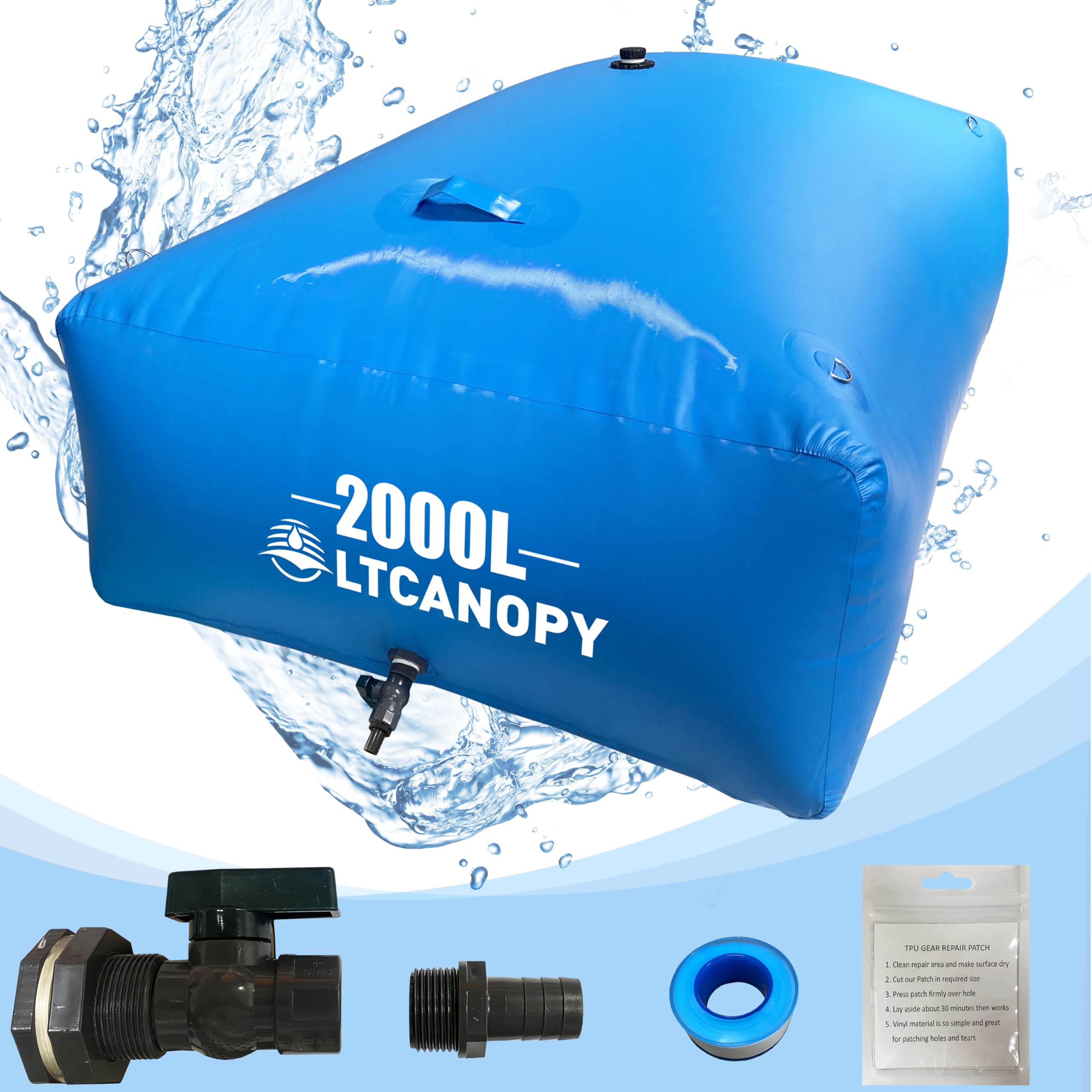 LTCANOPY 雨水タンク 貯水タンク 農業用灌漑 非常用給水タンク。 干ばつに強い 消火 水貯蔵のぼうこうの容器2000L