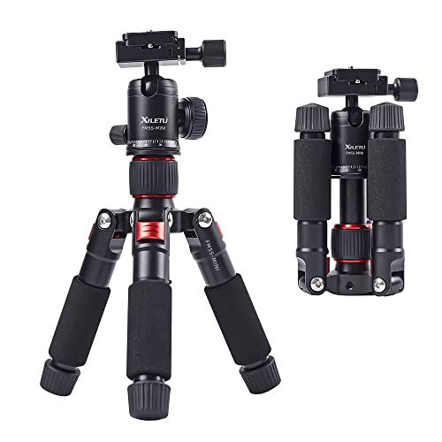 XILETU ポータブルミニ三脚、高さ51 cm、アルミニウム合金卓上三脚+ 360度ボールヘッドとバッグ、一眼レフカメラやビデオカメラに適しています。最大耐荷重5kg (赤)