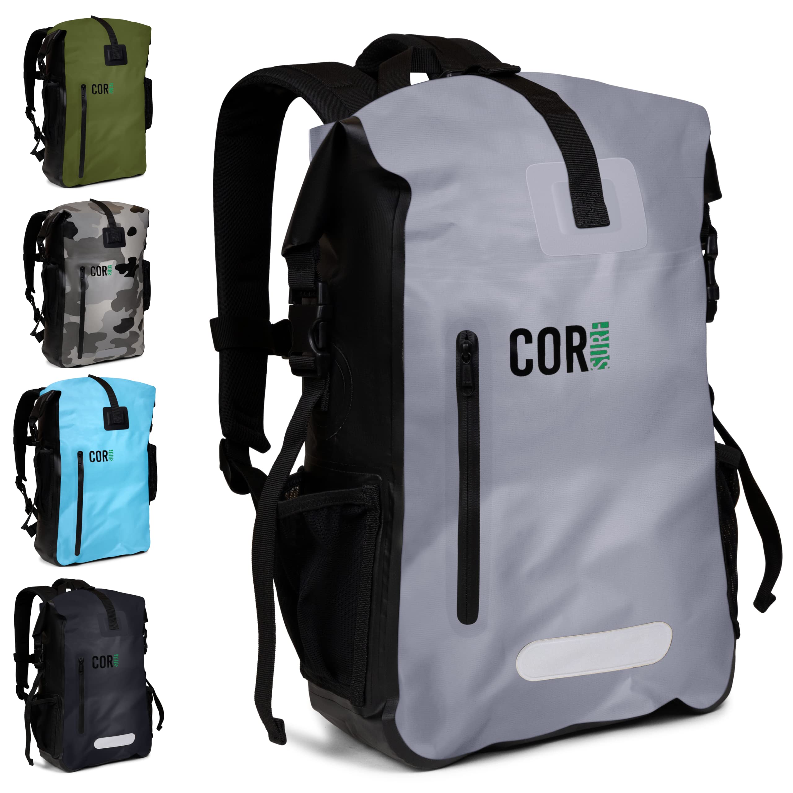 [COR Surf] 防水 リュックサック ノートパソコン用 パッドポケット付き 旅行、サイクリング、キャンプ、ハイキング、カヤック、ラフティング、サーフィンに ドライ バックパック 防水バック ドライバック (40L, グレー)