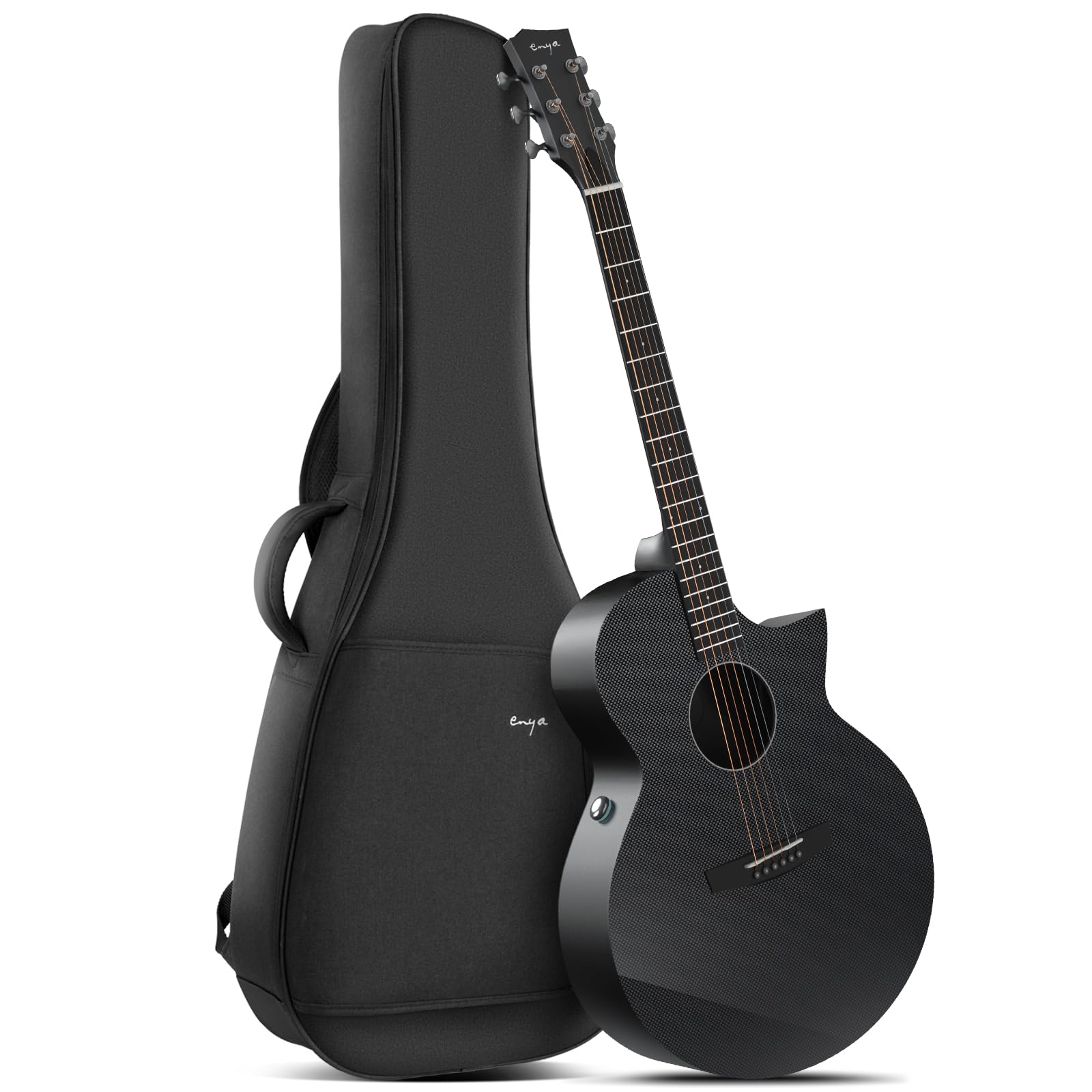 Enya アコースティック| エレキギター カーボンファイバー X3 Pro AcousticPlus 41インチ 4/4サイズのギター ギグバッグ、楽器用ケーブル、調整用レンチ、USB Type-C 充電ケーブル付き