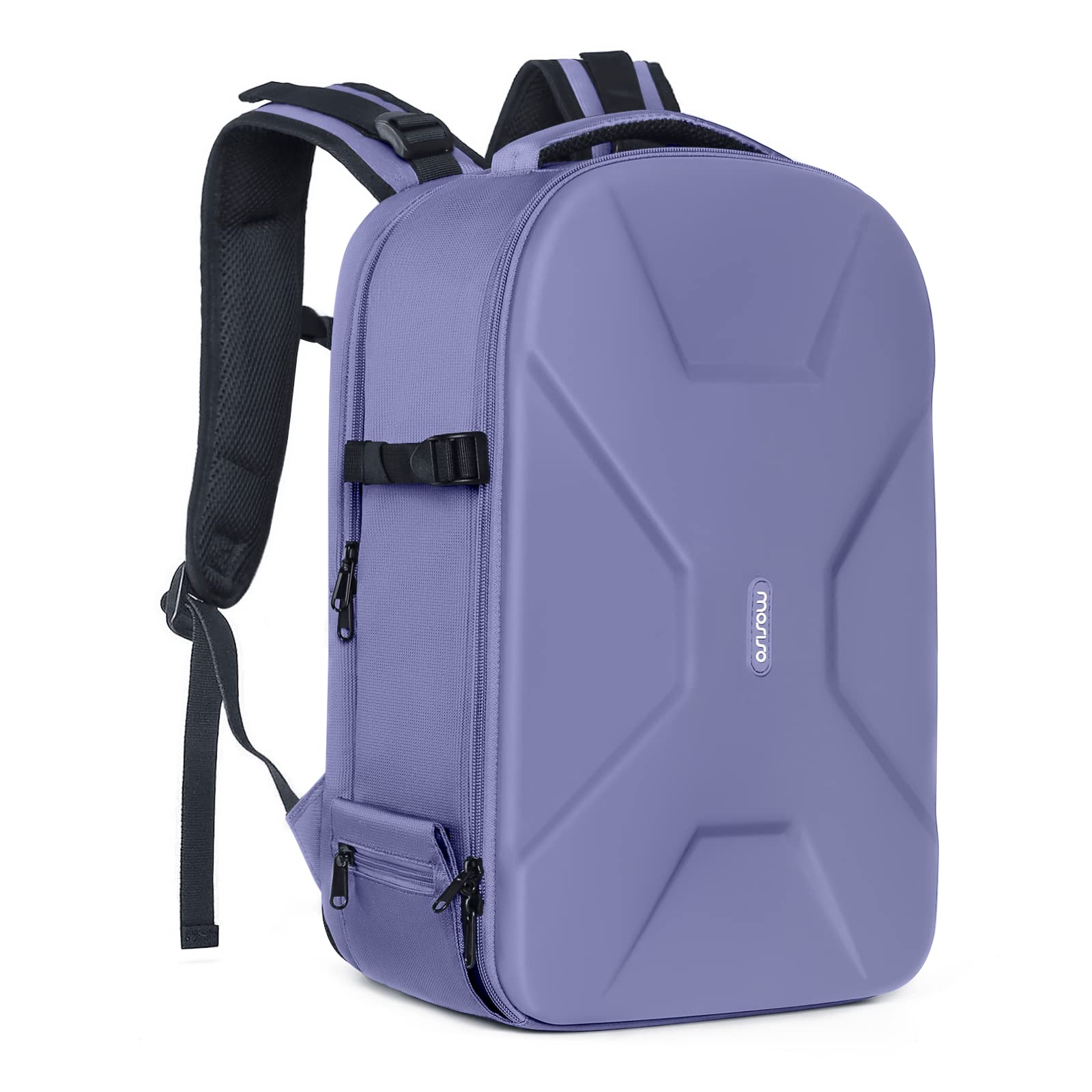 MOSISO カメラバックパック DSLR/SLR/ミラーレス、対応機種 Canon/Nikon/Sony 撮影用、保護 カメラバッグ 15-16 インチ 撥水 三脚 & ラップトップ コンパートメント付き ハードケース(ラベンダー グレー)
