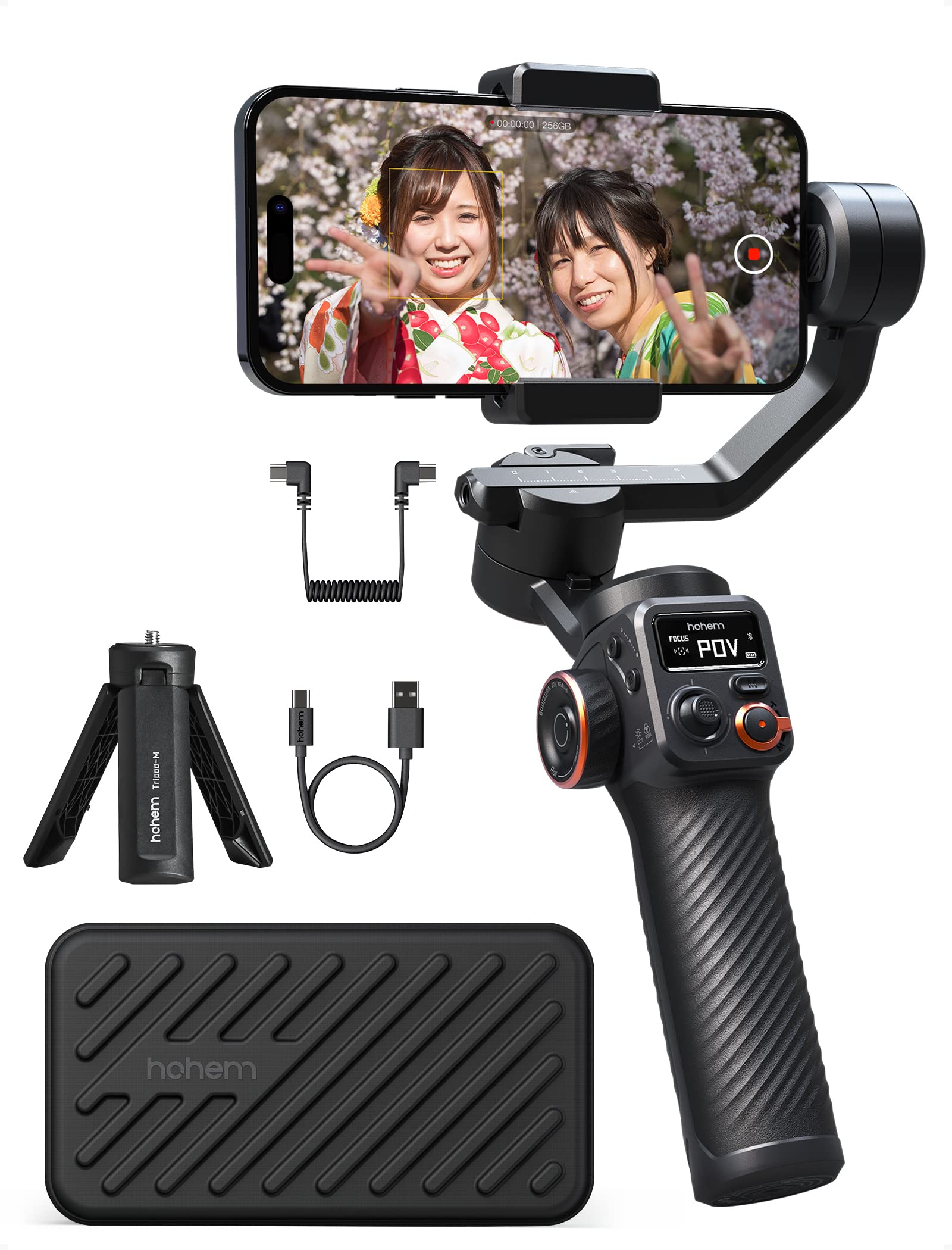 hohem M6 ジンバル hohem 7.0 3軸手ぶれ防止スマホジンバル 自動追跡 ジェスチャー操作 360°無限回転 手持ちジンバル スマホ 18時間駆動 スマホに給電可能 耐荷重400g Android&iPhone対応 Vlog スマホ スタビラ