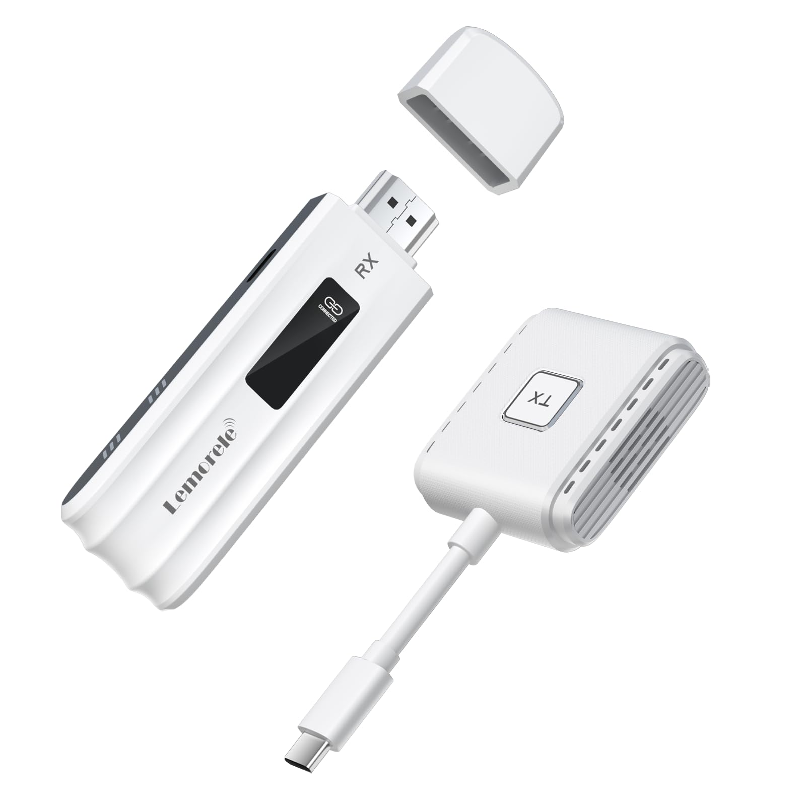 HDMI ワイヤレス 送受信機 セット 50M Lemorele 小型 拡張モード 無線 8台増設可能 収納に便利 USB-C 無線化 50m安定転送距離 1080P/5Ghz WIFI&設定不要 映像音声同期出 Type-Cスマートフォン/テレビ/PC/