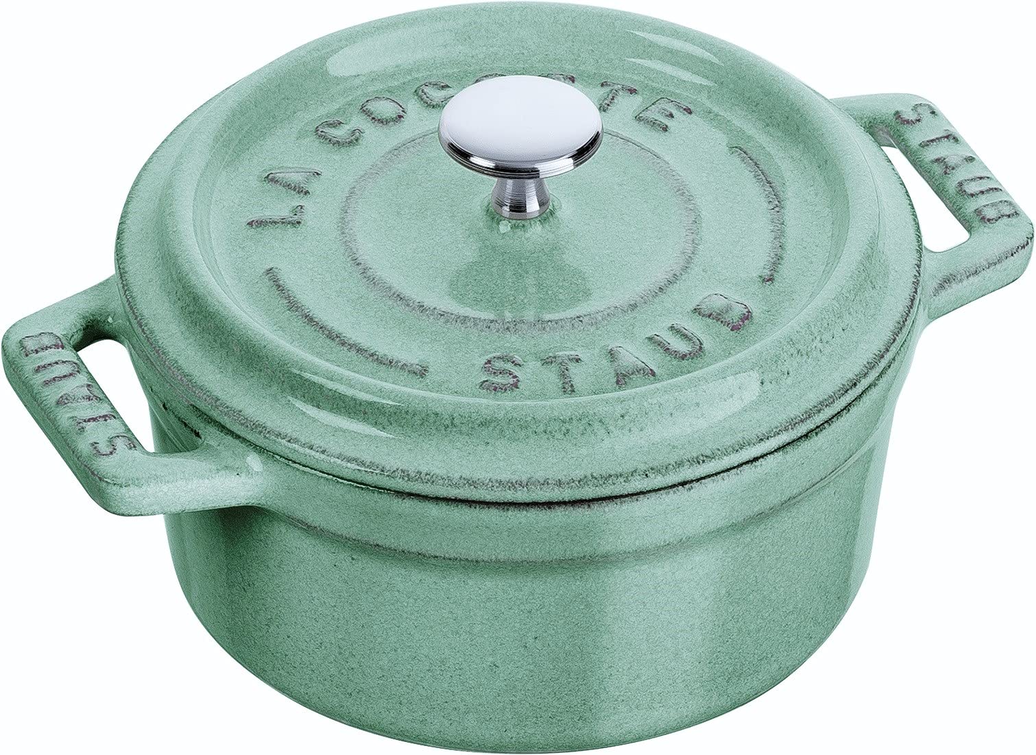 staub ストウブ 「 ミニ ピコ ココット ラウンド サルヴィア緑であること 10糎 」 たわい無い 両手 鋳込み ホーロー 鍋 【日本置き目売りわたす品】 La Cocotte Round 40508-702