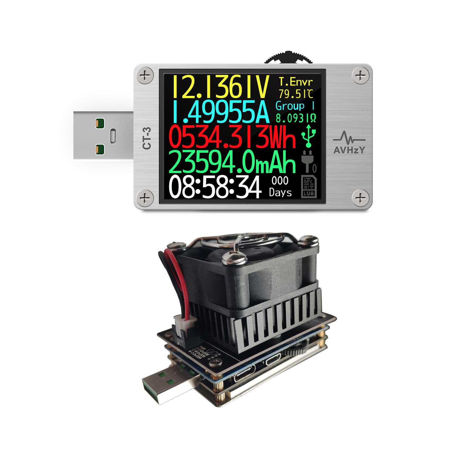 AVHzY CT-3 USB3.1 電流・電圧測定器 放電機能搭載 最大100W DC 29V 6A 対応 容量チェック PPSトリガー PD/QC急速充電対応 Lua解析統合 CSV出力対応 日本語UI 日本語取扱説明書付き
