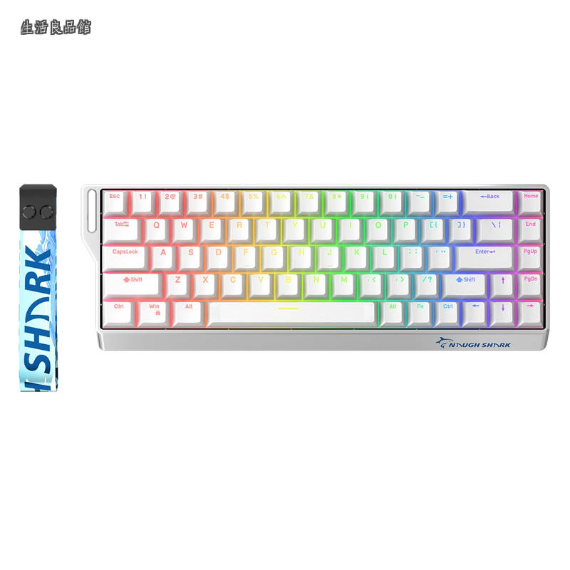 【送料無料】× NaughShark NS68 ワイヤレスキーボード - Rapid Trigger (0.01mm) / 8000Hz / Outemu Peach Crystal 磁気ホットスワップ 対応 2.4GHz/Bluetooth/USB-C 65% コンパクトレイアウト (White Triple Mode)|生活良品館