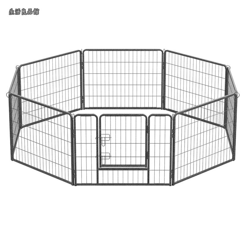 【送料無料】ペットフェンス 中型犬用 小型犬用 ペットサークル 折り畳み式 カタチ変更可 スチール製 犬ゲージ 複数連結可能 パネル8枚 室内外兼用 ドッグサークル 組立簡単 高さ60cm PPK86G|生活良品館