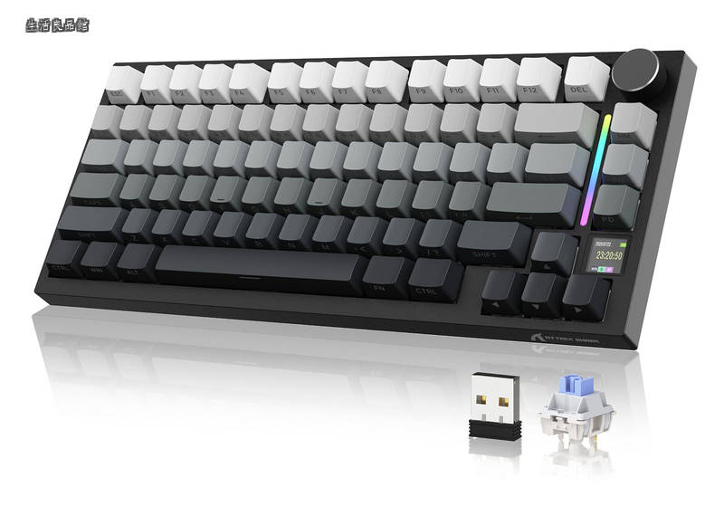 【送料無料】SHAKR X820 Ultra ゲーミングキーボード 無線 メカニカキーボード ワイヤレス bluetoothキーボード有線 Gasket構造 3モード ホットスワップ可能 75%リニア軸 サメ軸 RGB PBTキーキャップ Gasket構造 4000mAh ノブ付き 仕事用ディスプレイ付き｜生活良品館