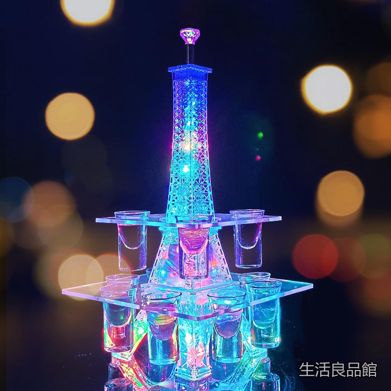 【送料無料】12カップ エッフェル塔 酒棚 バーホテルLED酒棚の表示棚 LED酒グラス 収納ラック酒器 酒棚 テキーラ観覧車 パーティ 開店祝い ワイングラス掛け カラオケ ナイトクラブに最適 開店 パーティの装飾品 【ワイングラスは含まれません】｜生活良品館