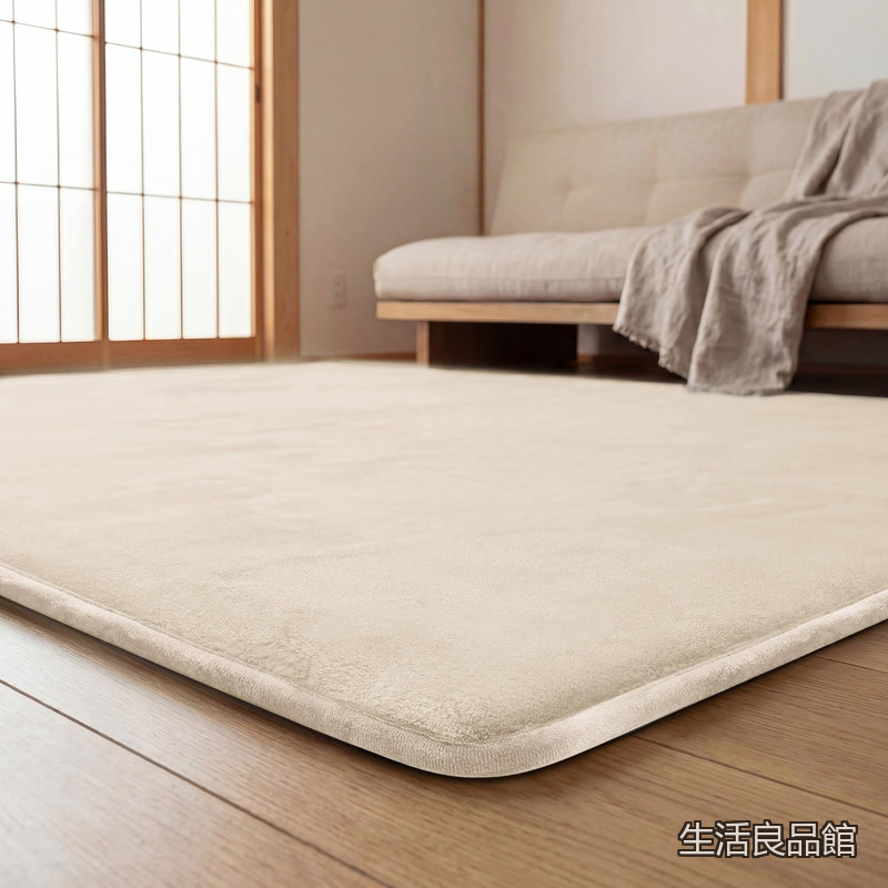 【送料無料】sleep 低反発フランネルラグ 3cm厚 カーペット ラグマット 四季対応 厚手 絨毯 無地 防滑 防音 リビングルーム・寝室兼用 床暖房対応 200&times;250cm ベージュ｜生活良品館