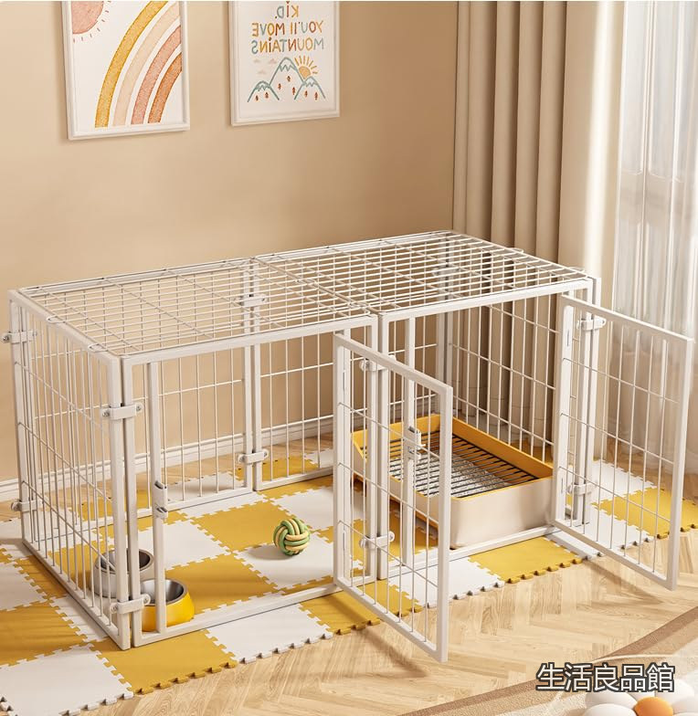 【送料無料】中型犬 小型犬用 折りたたみ可能 ドア付き 70&times;80&times;140cm ホワイト 金属製 6パネル 連結可能 室内外兼用 組立簡単 犬ゲージ ドッグサークル｜生活良品館