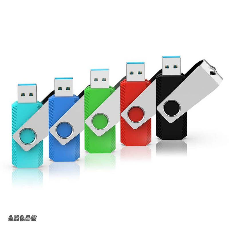 【貨物輸送無料】USB3.0 超弾丸道路資料遷らす 閃光電球運転 5個仕掛ける 読み込む最大限度70MB/s 回転させる式 派手（青緑赤黒水色） ストラップホール付き添い人