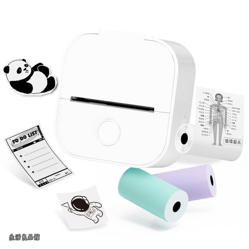 【貨物輸送無料】T02 Sticker Printer with 3 Rolls Paper  Portable Thermal Printer  Sticker Maker Machine for Study Notes Memo Journal Stickers Children DIY Gift  Compatible with Phone \u0026 Tablet  White