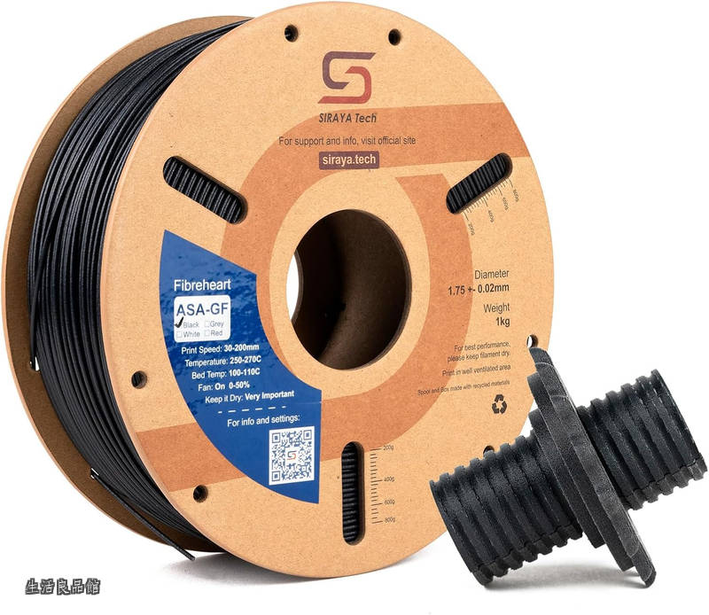 【貨物輸送無料】Tech Fibreheat ASA-GF 3D印刷機細糸 - 10%硝子衣料繊維強化因子、耐候性 \u0026 耐UV性、高甚だしい \u0026 高耐熱性、室外 \u0026 高ぼうぜん自失役立つこと向け (1kg  黒いこと)