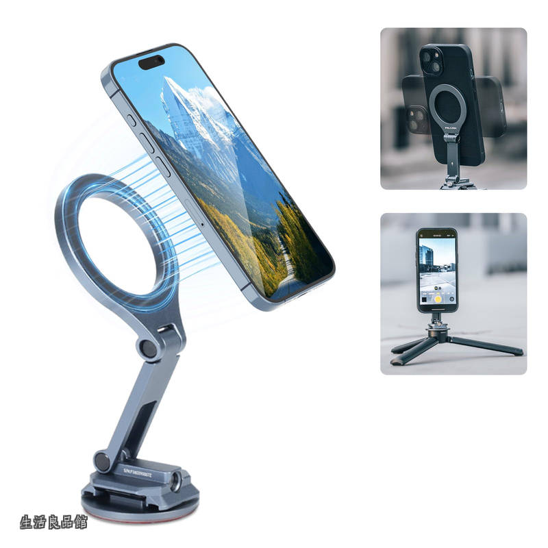 【貨物輸送無料】F38スマホホルダー magsafeに相応う スマホ三脚マウント 角度合わせる スマホ三脚アダプタ 1/4ねじ釘穴付き添い人 磁石式車載保持者 67.6ｇ他愛も無い 折りたたみ式 3MVHB豪然たるノンマーキング両面磁気テープ付き添い人F22/F38/iphone15/14/falcam写真機伏せ篭/三脚などに相応う 軽銀製