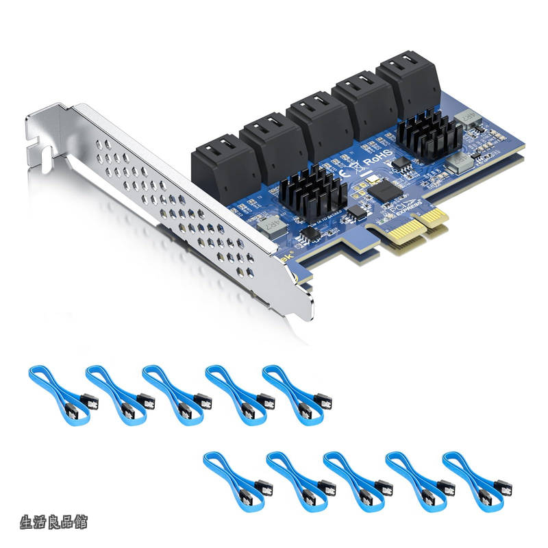 【貨物輸送無料】10界面PCIe SATA歌留多、SATA3.0 取りひろげる歌留多、X1、10 SATA有線テレビ付き添い人、受け支えるSSDおよびHDD、フルハイトブラケットのみ嘱する