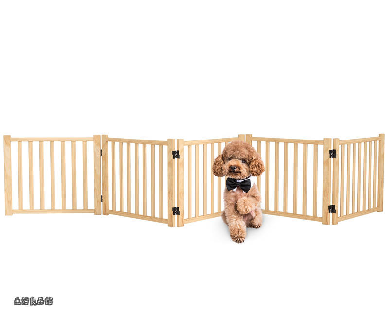 【送料無料】置くだけ 犬 ゲート ペットフェンス 高さ43cm 幅292cm 自立型ゲート 折りたたみ式 犬フェンス 室内用 ペット飛び出し防止柵 木製 玄関 軽量|生活良品館