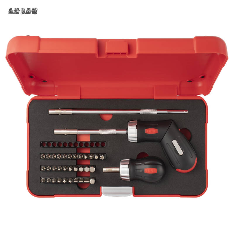 【送料無料】ラチェットドライバーセット RDS32 ビット差込 &6.35mm(1/4") レッド 内容37点｜生活良品館
