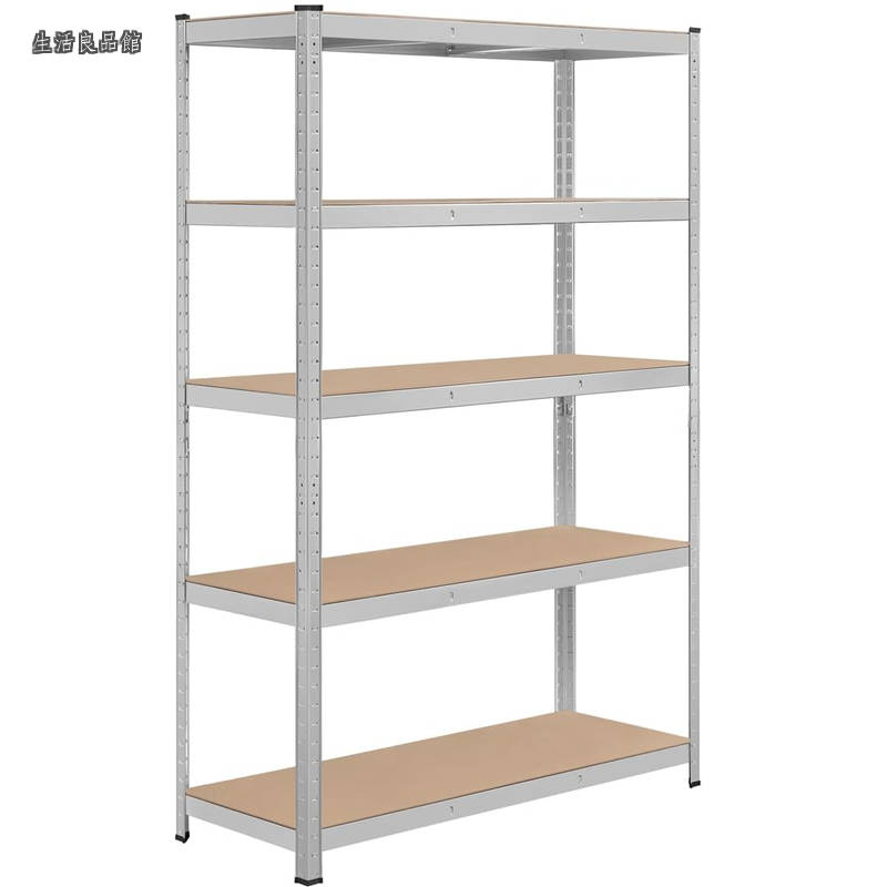 【送料無料】キッチンラック スチールラック 120x45x180cm 5段 メタルラック ステンレスラック オープンシェルフ 収納棚 収納ラック 幅120 耐荷重875kg 高さ調節可 防サビ加工 ネジなし 組立簡単 キッチン 物置 倉庫 ガレージ ゴム製キャップ付き 手袋付き シルバー｜生活良品館