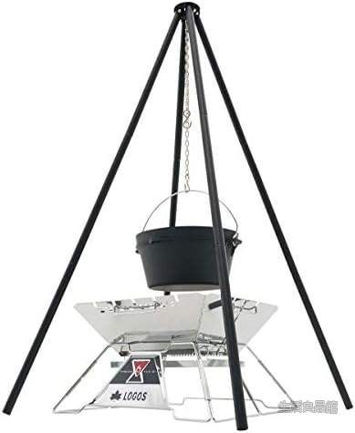 【送料無料】アイアンクワトロポッド 焚き火台 吊り鍋スタンド 4本脚 耐荷重200kg スチール製 収納バッグ付 アウトドア キャンプ｜生活良品館