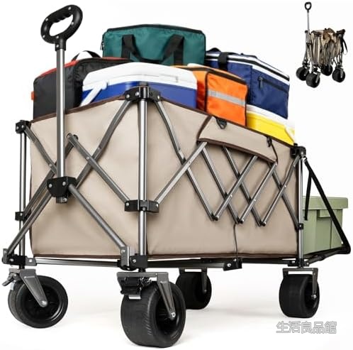 【送料無料】キャリーワゴン 300L特大容量 200kg高耐荷重 長物対応 極太ノーパンクタイヤ ブレーキ付き アウトドアワゴン キャンプ・釣り・運動会｜生活良品館