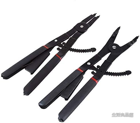 【送料無料】スナップリングプライヤー 差し替え式 セット 止め輪プライヤー 2本組 軸用 穴用 兼用 スチール製 PVCハンドル 交換チップ8個付き 収納ケース入り｜生活良品館