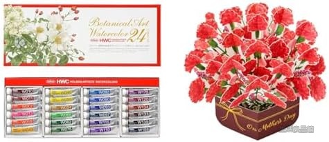 【送料無料】水彩絵具 24色セット 5ml ボタニカルアート 母の日ギフト メッセージカード付き 立体カーネーション｜生活良品館
