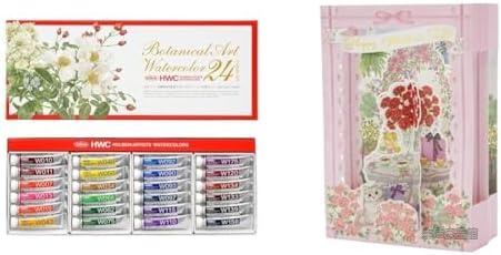 【送料無料】【透明水彩絵具 24色セット 5ml】母の日ギフト 金箔加工 立体カード付き ボタニカルアート｜生活良品館