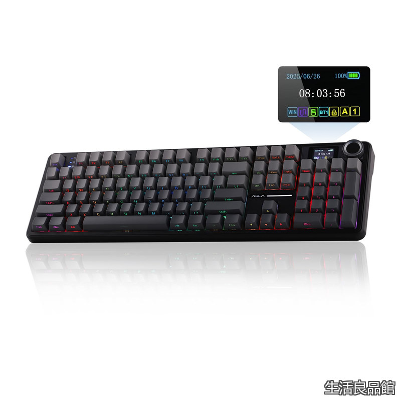 【貨物輸送無料】X Aula F108 PRO ワイヤレスゲーミングキーボード 映写幕付き添い人 8000mAh乾電池 熱っぽい取り換える相応う 放送番組能力のあるな104個の手当たりとノッブ RGBうしろ側点火装置 Mac/パソコン/Android用 技適公許手に入れる (Black Gradient)