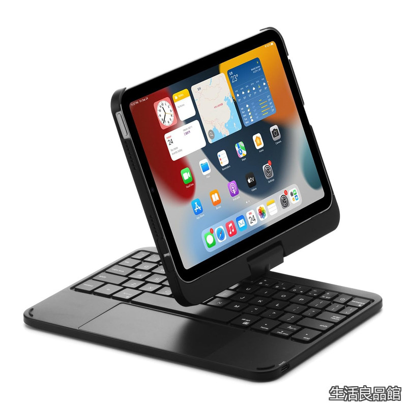 【貨物輸送無料】iPad Mini 第7時人 (A17 Pro)/第6時人 鍵盤入れもの 180°折りたたみ式 Mini7 Mini6 足懸かり ゲーム盤付き添い人入れもの 横/縦置きかっこ良い 原則として式 タッチパッド付き添い人 7色バックライトキーボード Pencilを申し受ける能力のある 一般受け，黒いこと