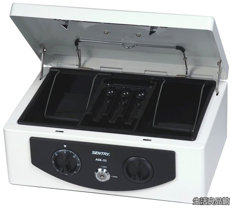 【送料無料】(セントリー) 金庫 手提げ金庫 小型 キャッシュボックス 収納ボックス 鍵付き B5 ダイヤル+キーロック コインケース ワンタッチオープン ライトグレー ASB-32|生活良品館