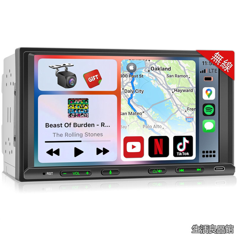 【貨物輸送無料】無線電話CarPlay+AndroidAuto相応う:スマホ協同でナビゲーションする うしろ側写真機聯絡、挿し画出入力、ステアリング抑えつける ラジオ受信機/WIFI/FM/AM/Bluetooth5.0内蔵