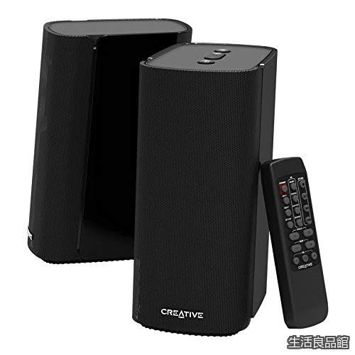 【貨物輸送無料】Creative T100 2.75 inchフルレンジドライバー 40WRMSデジタルアンプリファイアー積み上げる Bluetooth/光インプット/アナログインプット相応う 遠隔操作嘱する 2.0ch 金棒引き SP-T100-BK