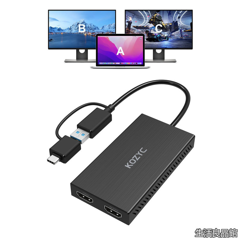 【貨物輸送無料】USB 3.0からHDMIデュアルディスプレイアダプター、USB Aからスプリッター4K 30サイクル + 1080P 60サイクル、Windows、macOS用のパソコン、万覚え帳マイコン、管する、高品位テレビに相応う