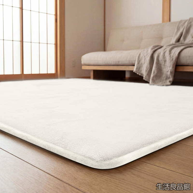 【貨物輸送無料】sleep 低手向かいフランネルラグ 3珊厚 引っ敷き 引っ敷き 四季相応う 朦々たる 引っ敷き 無地 防滑 防音 リビングお座敷・臥し所兼用 床暖房装置相応う 185×185珊 象牙色
