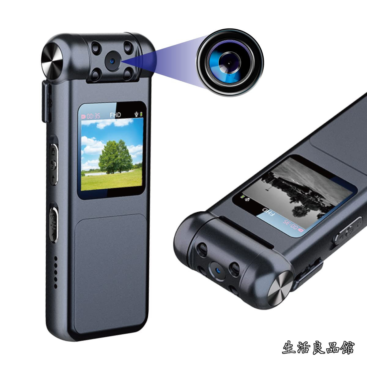 【送料無料】小型カメラ スパイカメラ 隠しカメラ クリップ型 防犯カメラ 長時間録画 動画 180度レンズ回転 モニター確認 日本語 取説 設定 再生 動体検知 モーション機能 赤外線暗視 調査 ビジネス商談 会議記録 64GB内蔵 小型 軽量 防犯録画 ビデオ カメラ MQ073|生活良品館
