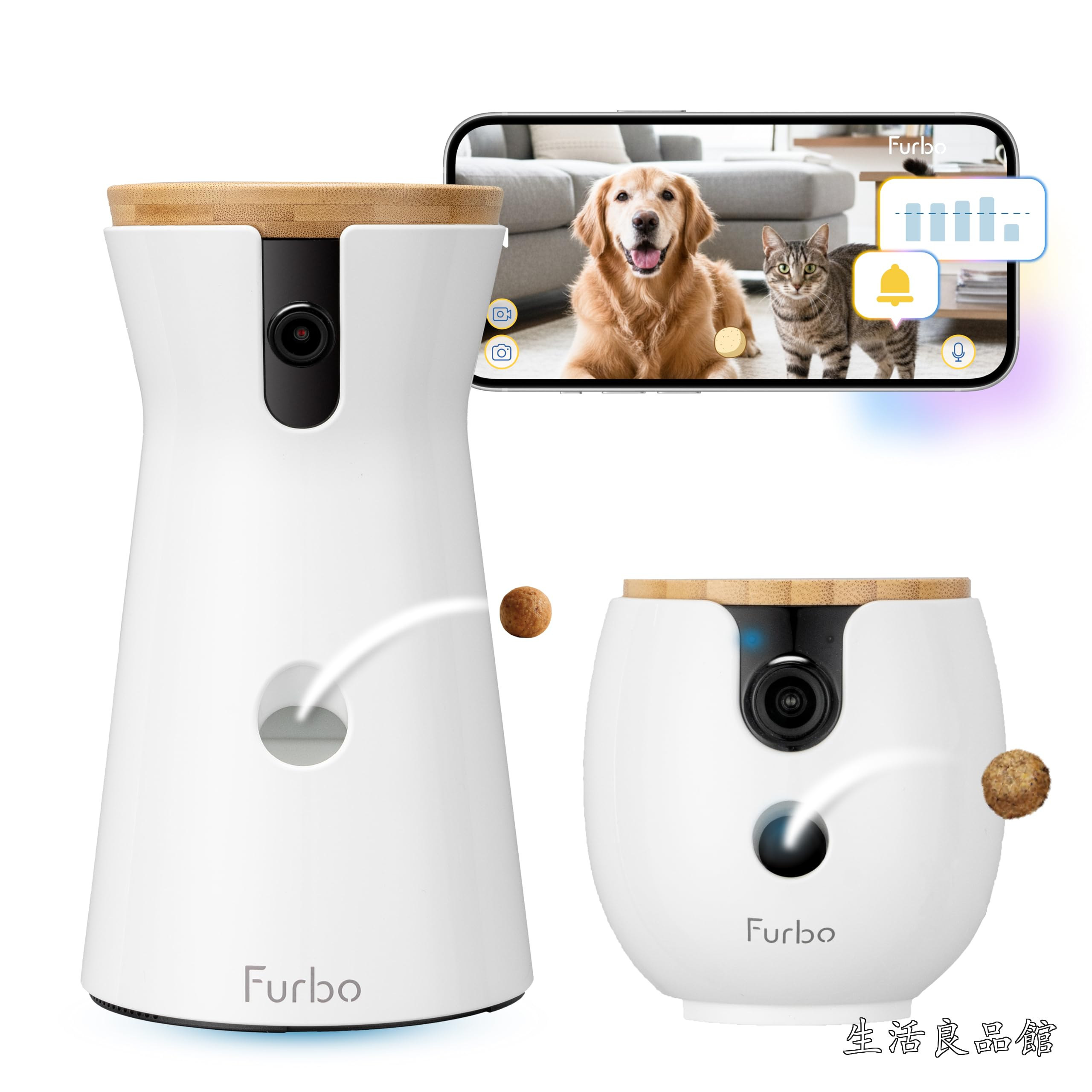 【送料無料】360&deg;ビュー(2K) + ドッグカメラ 360&deg;ビュー - プレミア定額パッケージ [サブスク必須] ペット専用小型カメラ ファーボ 犬 猫 見守りカメラ スマホ対応 留守番 壁設置 双方向会話 wifi 飛び出すおやつ 自動給餌器 iphone android カラー暗視｜生活良品館 10,448円